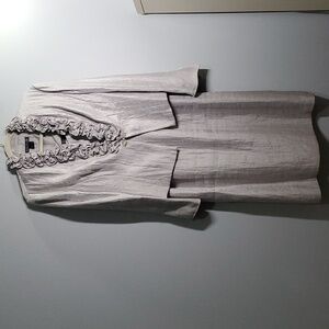 2 Piece Jessica Howard silver grey dress detachable 2 piece dress Ruffled topper